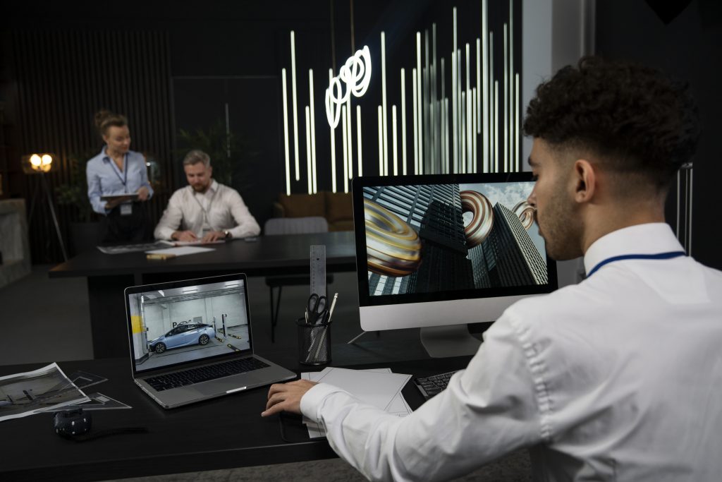 mittlere aufnahme von menschen die mit geraten arbeiten